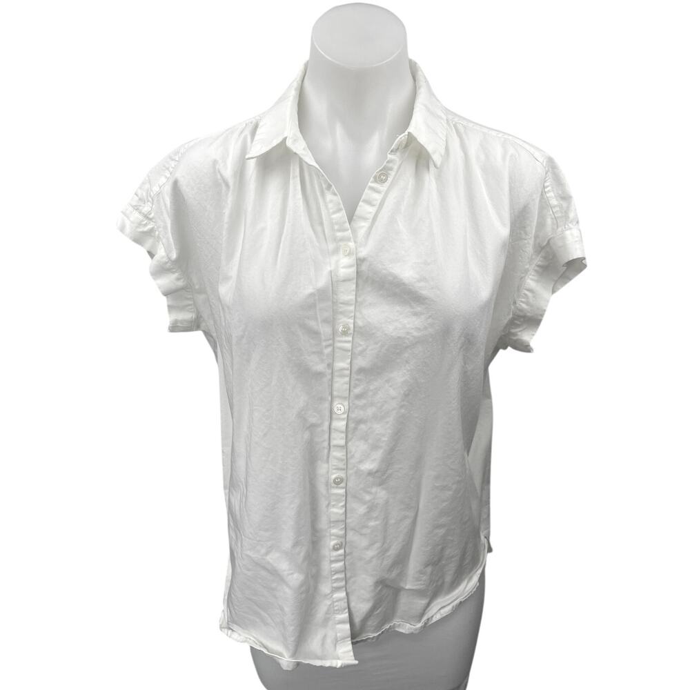 Madewell Women's White Short Sleeve Collared Casual Button Down Shirt Top Size S
